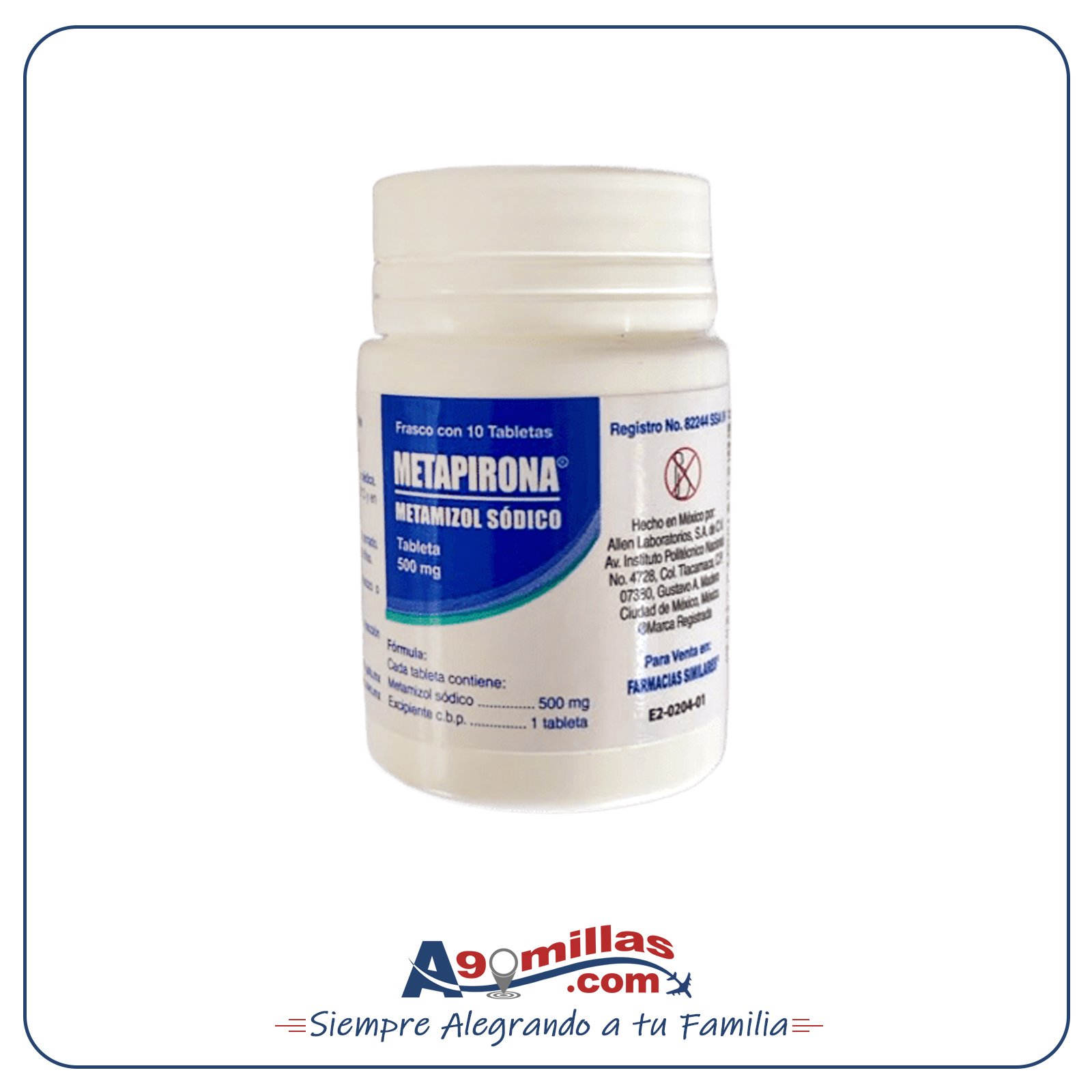 Dipirona (Metamizol Sódico) 10 Tabletas - Rableta 500mg Duralgina (Metamizol Sódico) 10 Tabletas - Tableta 500mg - Imagen 1